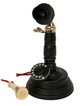 Decor Antique - Vintage Candle Decorative Black Brass Telephone Sculpture