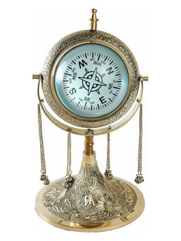 Decor Antique - Vintage Shinny Brass Table Decorative Heavy Golden Clock