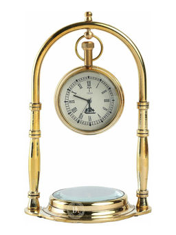 Decor Antique - Vintage Shinny Brass Table Decorative Clock with Compass