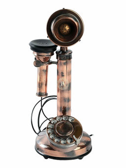 Decor Antique - Vintage Candlestick Rotary Dial Copper Antique Landline Telephone
