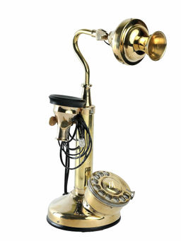 Decor Antique - Vintage Swan Candlestick Dial Shinny Antique Landline Telephone