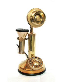 Decor Antique - Vintage Royal Home Decor Dummy Telephone Shinny Brass Finish Sculpture