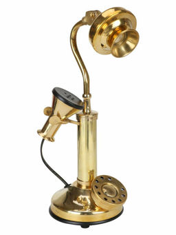 Decor Antique - Vintage Home Decorative Shinny Brass Swan Telephone Sculpture