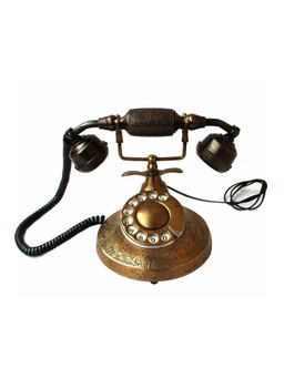 Decor Antique - Vintage Round Maharani Telephone Landline Fully Antique Golden