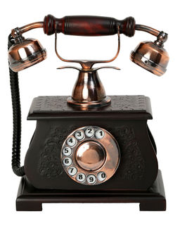 Decor Antique - Vintage Handmade Telephone Ornament Brown & Copper Antique Sculpture