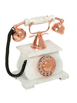 Decor Antique - Vintage Handmade Brass and Wood Telephone Ornament Sculpture