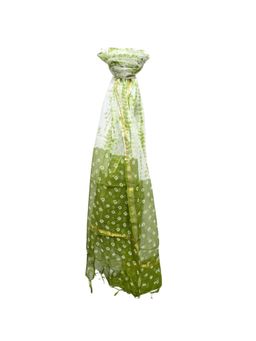 KAHVA - Olive Green Bandhani and Leheriya Dupatta