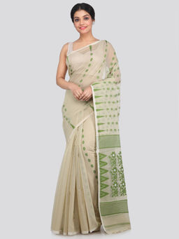 PinkLoom - Women's Soft Cotton Blend Jamdani Saree Without Blouse Piece