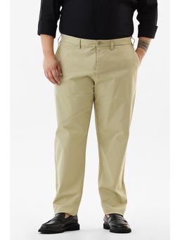 Snitch - Beige Plain Regular Plus Size Trouser For Men