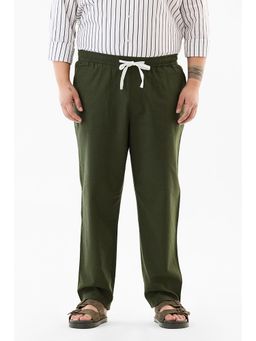 Snitch - Green Solid Regular Plus Size Trouser For Men
