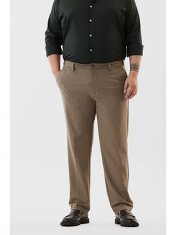 Snitch - Beige Regular Plus Size Trouser For Men