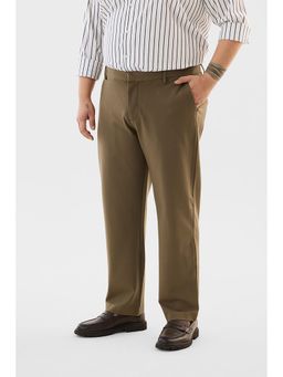 Snitch - Brown Solid Regular Plus Size Trouser For Men