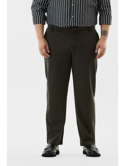 Snitch - Olive Solid Regular Plus Size Trouser For Men