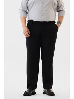 Snitch - Black Solid Regular Plus Size Trouser For Men