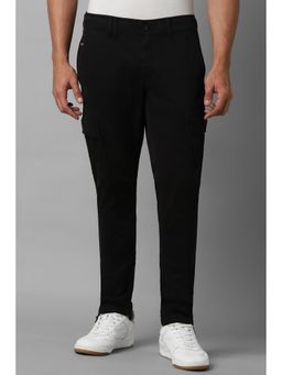 Louis Philippe - Men Black Solid Flat Front Trousers