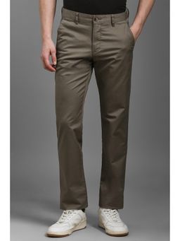 Louis Philippe - Men Brown Solid Flat Front Trousers
