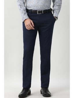 Peter England - Men Navy Blue Solid Trousers