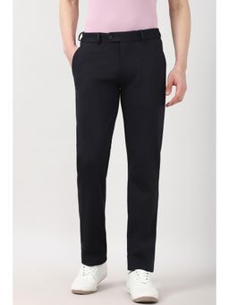 Peter England - Men Black Textured Trousers