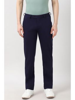 Peter England - Men Navy Blue Solid Trousers