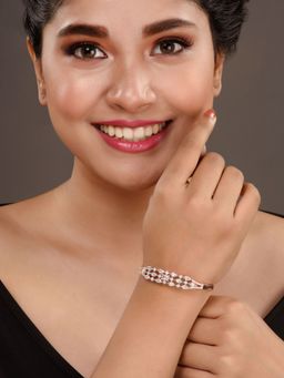 Saraf RS Jewellery - Rose Gold Plated White AD studded Contemporary bangle Bracelet