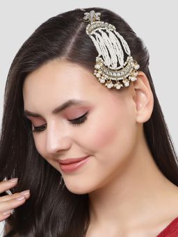 Karatcart - Gold Plated Pearl Beads Studded Kundan Passa for Women