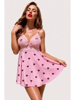 BROIDEN - Multi-Color Women Self Design Printed Baby Doll