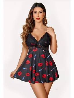 BROIDEN - Multi-Color Women Self Design Printed Baby Doll