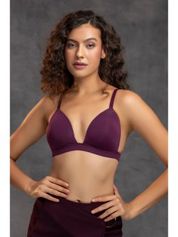 Chelvet - Wine Padded Wire Free Demi Coverage Plunge Bra