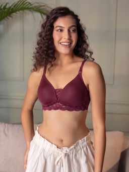 Chelvet - Wine Padded Wire Free Demi Cup Bra