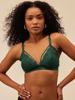Chelvet - Teal Non Padded Non Wired Lace Bra