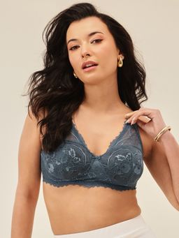 Chelvet - Teal Padded Non Wired Lace Bralette Bra