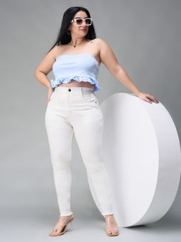 Miss Chase - A+ Curve Collection Plus Size Women White Skinny Stretchable Jeans