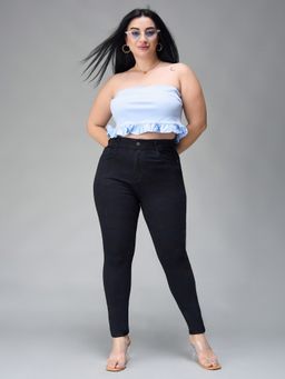 Miss Chase - A+ Curve Collection Plus Size Women Black Slim Fit Jeans