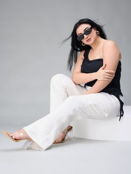 Miss Chase - A+ Curve Collection Plus Size Women White Wide Leg Jeans