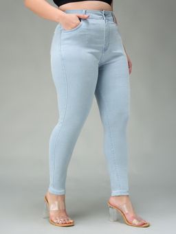 Miss Chase - A+ Curve Collection Plus Size Women Light Blue Skinny High Rise Jeans