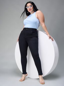 Miss Chase - A+ Curve Collection Plus Size Women Black Skinny Stretchable Jeans