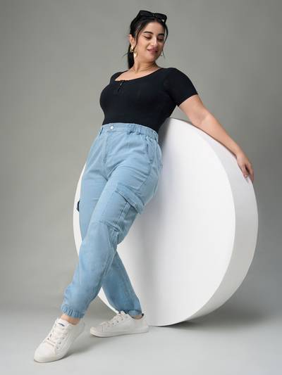 A+ Curve Collection Plus Size Women Light Blue Regular Denim Jeans