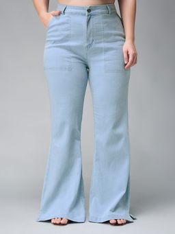 Miss Chase - A+ Curve Collection Plus Size Women Light Blue Bootcut Jeans