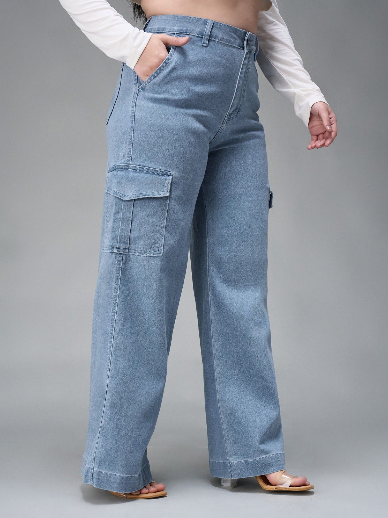 miss chase A+ Curve Collection Plus Size Women Blue Wide Leg Jeans-picture-14