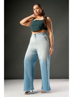FREAKINS - Morning Blue Ombre Curve Wide Leg Jeans