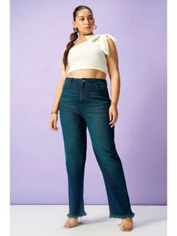 FREAKINS - Subtle Teal Curve Straight Leg Jeans