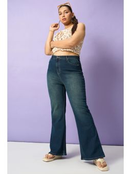 FREAKINS - Dreamy Blue Curve Bootcut Jeans