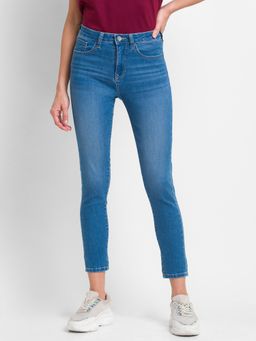Spykar - Mid Blue Lycra Super Skinny Ankle Length Jeans For Women (alexa)
