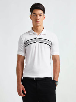 Arrow - Men White Horizontal Striped Regular Fit Polo T-Shirt