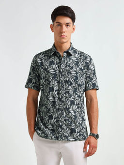 Arrow Sports - Men Navy Blue Floral Printed Slim Fit Shirt