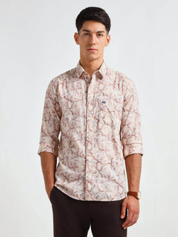 Arrow Sports - Men Cream Floral Printed Slim Fit Shirt