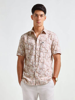 Arrow Sports - Men Cream Floral Printed Slim Fit Shirt