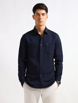 Arrow Sports - Men Navy Blue Solid Slim Fit Shirt