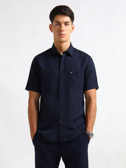 Arrow Sports - Men Navy Blue Solid Slim Fit Shirt
