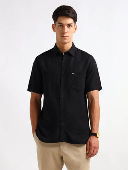 Arrow Sports - Men Black Solid Regular Fit Shirt
